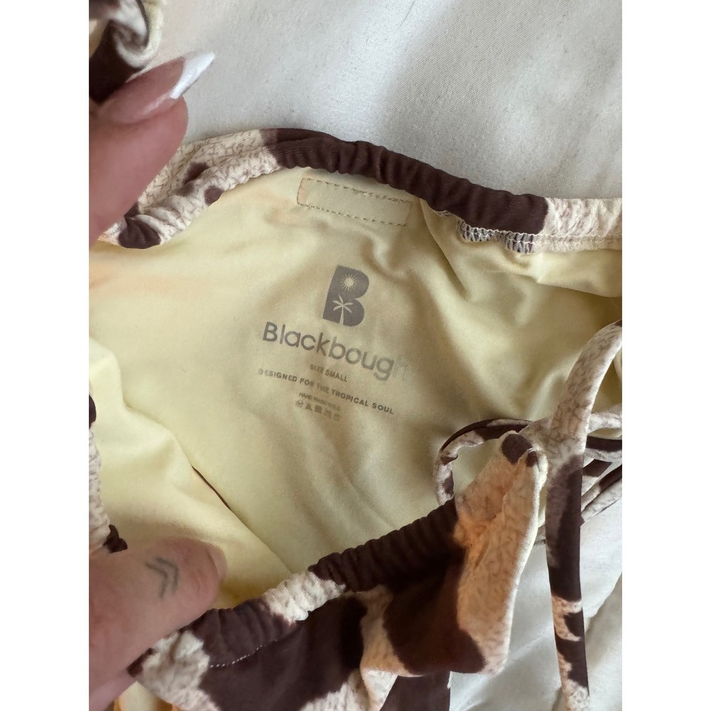 NWT Blackbough Women's Brown Penny Cow Print Tie Bikini Top & Bottom Set Size S - Picture 8 of 15